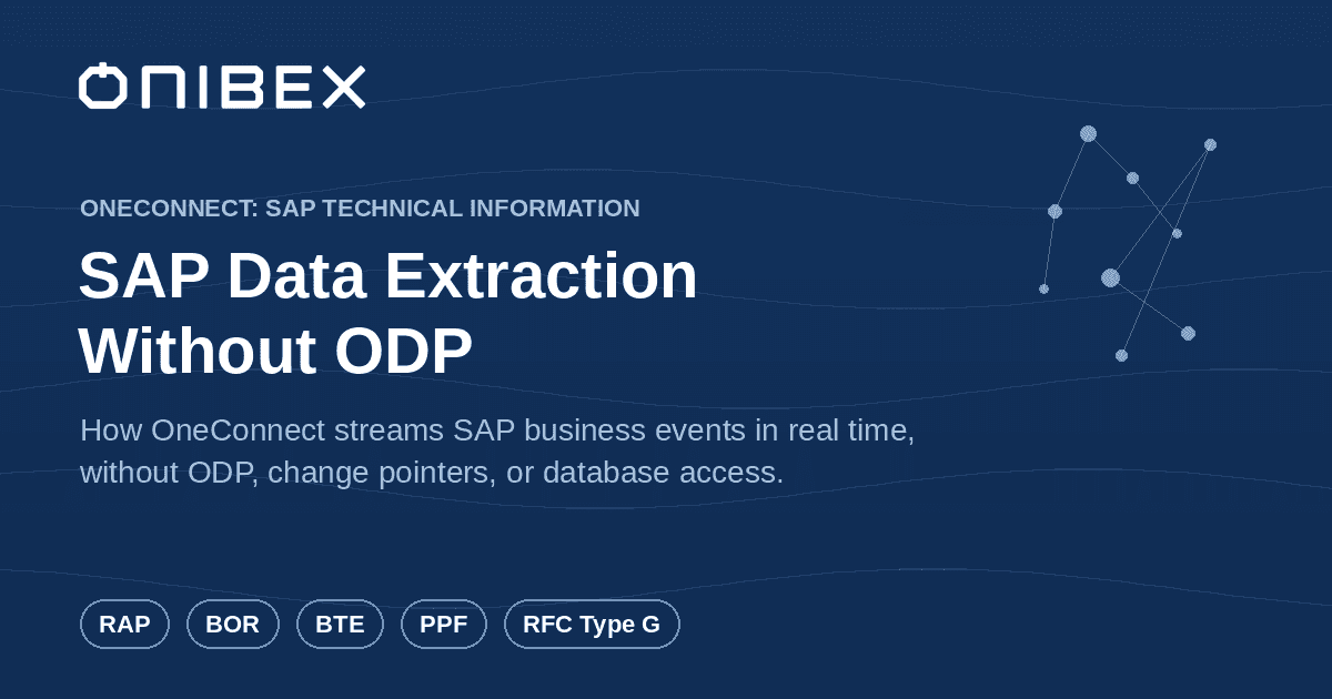 SAP Data Extraction Without ODP — OneConnect streams SAP business events in real time without ODP, change pointers, or database access
