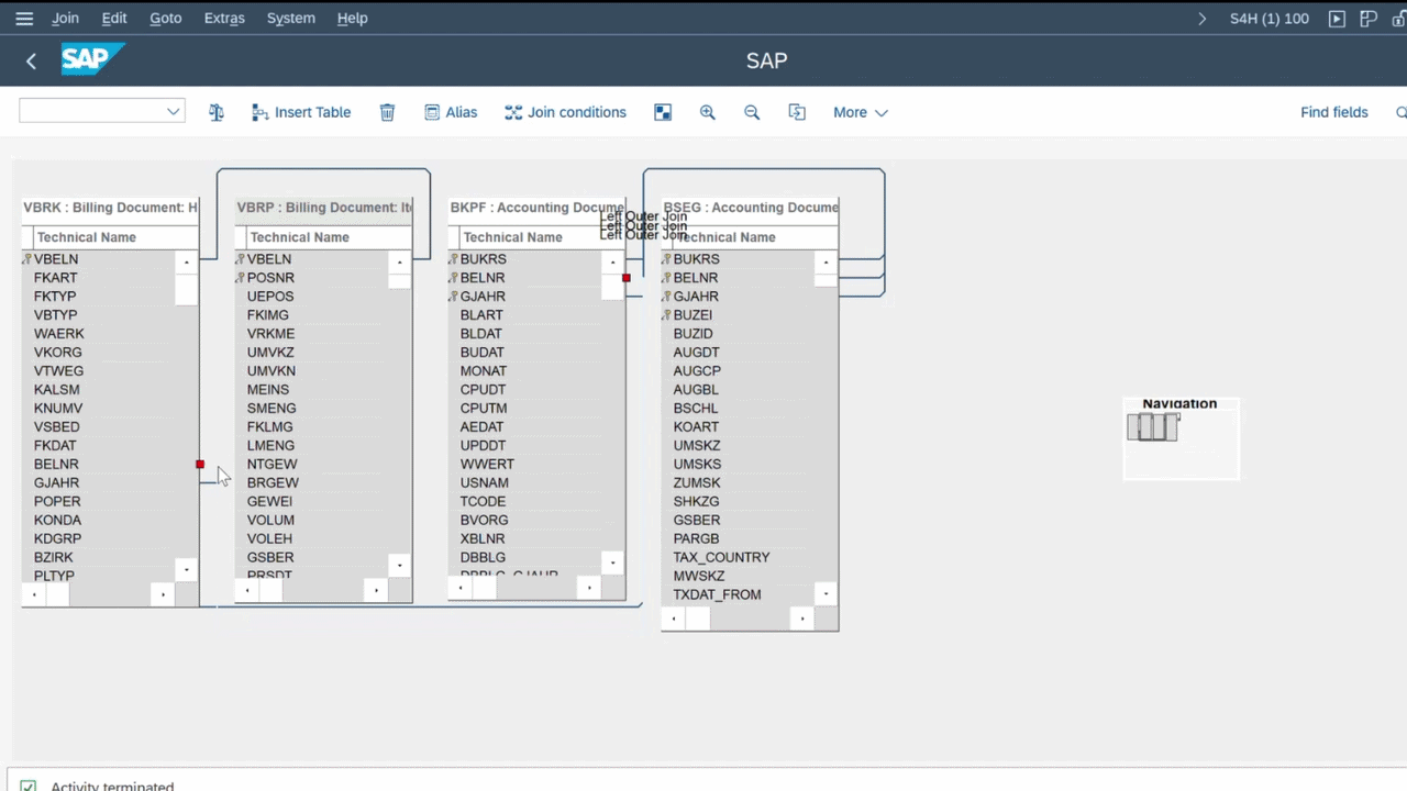 Creación de una tabla en el SAP Data Modeler arrastrando y soltando campos